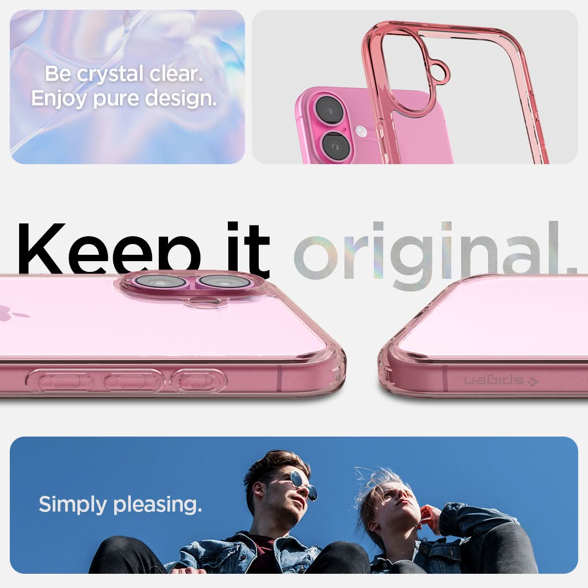 ACS08198 - iPhone 16 Case Ultra Hybrid in Rose Crystal be crystal clear. enjoy pure design. Keep it original. Simply pleasing.