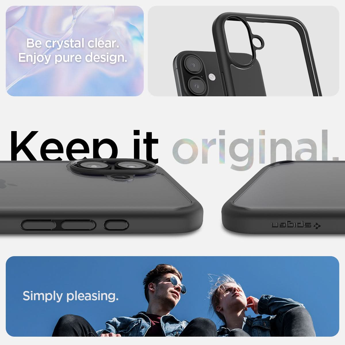 ACS08072 - iPhone 16 Plus Case Ultra Hybrid in Matte Black be crystal clear. enjoy pure design. Keep it original. Simply pleasing.