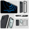 ACS06656 - iPhone 15 Plus Case Ultra Hybrid in frost black showing the different angles with sound tunnel tech