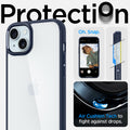 ACS06659 - iPhone 15 Plus Case Ultra Hybrid in navy blue showing the air cushion tech to fight against drops