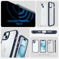 ACS06659 - iPhone 15 Plus Case Ultra Hybrid in navy blue showing the sound tunnel tech