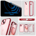 ACS06654 - iPhone 15 Plus Case Ultra Hybrid in red crystal showing the sound tunnel tech