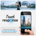 AGL05202 - iPhone 14 Pro Max Screen Protector EZ FIT GLAS.tR (Sensor Protection) showing touch response. Feels and responds the same as the original screen on your device.