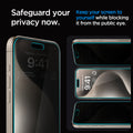 AGL06874 - iPhone 15 Pro Max Screen Protector EZ FIT GLAS.tR Privacy safe guard your privacy now. keep your screen to yourself while blocking it from the public eye.
