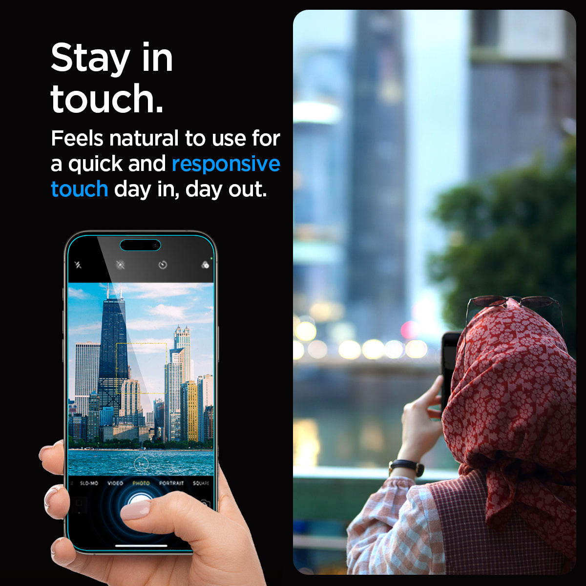 AGL06874 - iPhone 15 Pro Max Screen Protector EZ FIT GLAS.tR Privacy stay in touch. feels natural to use for a quick and responsive touch day in, day out.