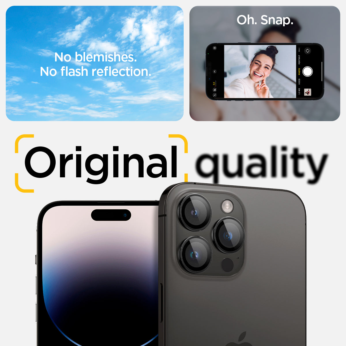 AGL05205 - iPhone 16 Pro / 16 Pro Max Optik Pro Lens Protector in black no blemishes. no flash reflection. original quality.