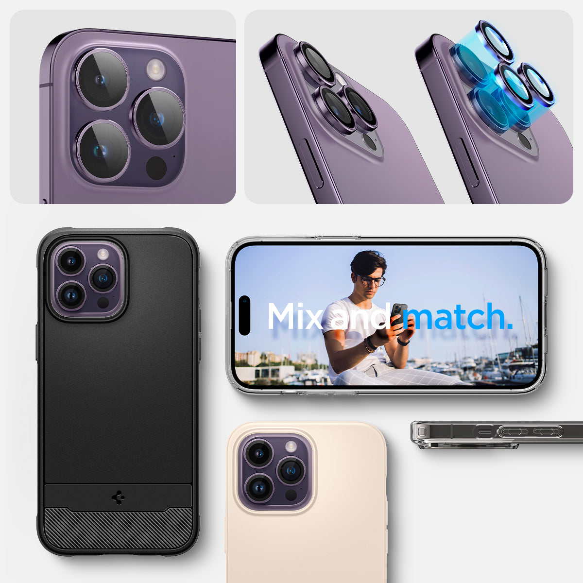AGL05597 - iPhone 15 Pro / 15 Pro Max Optik Pro Lens Protector in deep purple  show detail. mix and match.