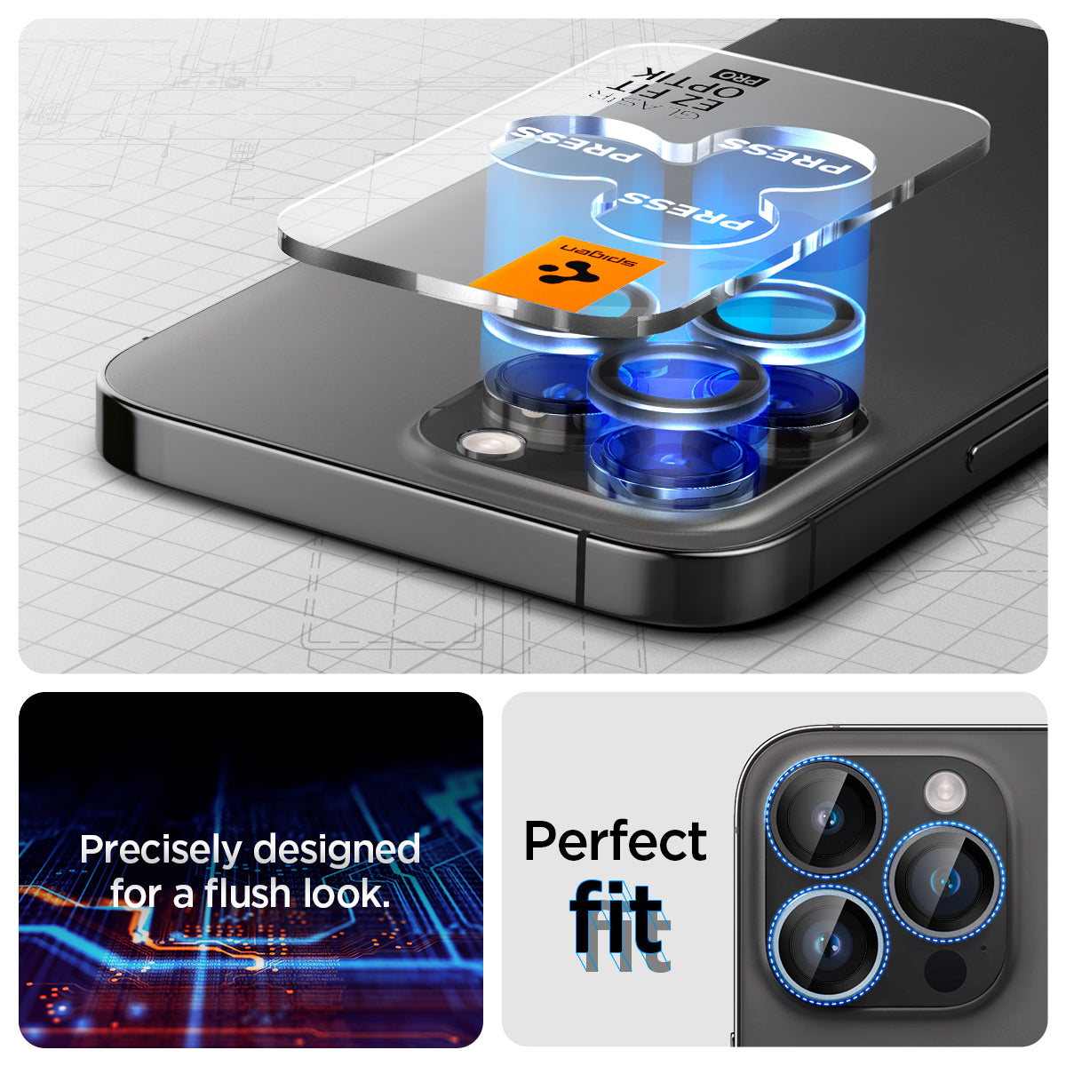 AGL06159 -  iPhone 16 Pro / 16 Pro Max Optik Pro Lens Protector in zero one precisely designed for a flush look. perfect fit.
