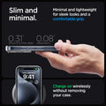 ACS06565 - iPhone 15 Pro Max Case Ultra Hybrid in crystal clear showing the slim and minimal. Minimal and lightweight for sleek looks and a comfortable grip. 0.31