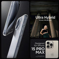 ACS06567 - iPhone 15 Pro Max Case Ultra Hybrid in frost clear showing the   compatibility only with iPhone 15 Pro Max. Not compatible with iPhone 15 | 15 Plus or 15 Pro