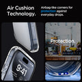 ACS06567 - iPhone 15 Pro Max Case Ultra Hybrid in frost clear showing the air cushion technology. Airbag-like corners for protection against everyday drops