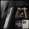 ACS06575 - iPhone 15 Pro Max Case Ultra Hybrid in space crystal showing the compatibility only with iPhone 15 Pro Max. Not compatible with iPhone 15, 15 Plus or 15 Pro