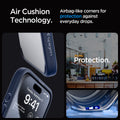 ACS06573 - iPhone 15 Pro Max Case Ultra Hybrid in navy blue showing the air cushion technology. Airbag-like corners for protection against everyday drops