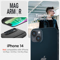 ACS05065 - iPhone 14 Case Mag Armor (MagFit) in matte black showing Not compatible with iPhone 14plus, 14pro, 14 pro max. mag armor. Timeless protection.