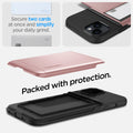 ACS04912 - iPhone 14 Plus Case Slim Armor CS in rose gold  showing the back showing secure two cards at once and simplify your daily grind. Packed with protection.
