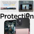 ACS04912 - iPhone 14 Plus Case Slim Armor CS in rose gold showing protection Oh, snap. Raised lips help prevent surfaces scratches for camera and screen.