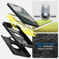 ACS04915 - iPhone 14 Plus Case Tough Armor (MagFit) in black showing shock resist. Extreme protection tech dissipates impact shocks.