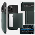 ACS04983 - iPhone 14 Pro Case Slim Armor CS in abyss green showing privacy. protect your personal information and your device.