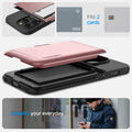 ACS04981 - iPhone 14 Pro Case Slim Armor CS in rose gold showing simplify your everyday. fits 2 cards.