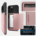 ACS04981 - iPhone 14 Pro Case Slim Armor CS in rose gold showing privacy. protect your personal information and your device.