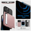 ACS04981 - iPhone 14 Pro Case Slim Armor CS in rose gold sound tunnel tech. designed by spigen.