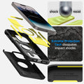 ACS04985 - iPhone 14 Pro Case Tough Armor (MagFit) in black showing shock resist. Extreme protection tech dissipates impact shocks.