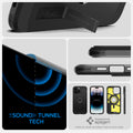 ACS04985 - iPhone 14 Pro Case Tough Armor (MagFit) in black sound tunnel tech. Designed by spigen.