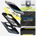 ACS04987 - iPhone 14 Pro Case Tough Armor (MagFit) in metal slate showing shock resist. Extreme protection tech dissipates impact shocks.