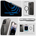 ACS04970 - iPhone 14 Pro Case Ultra Hybrid (MagFit) in graphite showing sound tunnel tech.