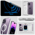 ACS04969 - iPhone 14 Pro Case Ultra Hybrid (MagFit) in white showing sound tunnel tech.