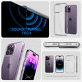 ACS04816 - iPhone 14 Pro Max Case Ultra Hybrid in crystal clear showing the sound tunnel tech
