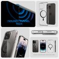 ACS04827 - iPhone 14 Pro Max Case Ultra Hybrid (MagFit) in carbon fiber showing sound tunnel tech.