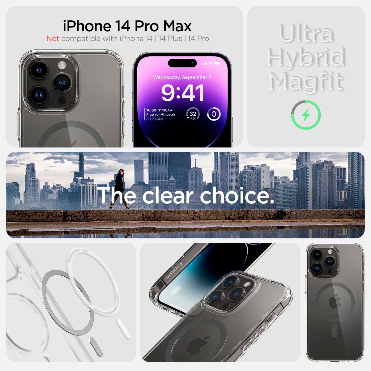 ACS04826 - iPhone 14 Pro Max Case Ultra Hybrid (MagFit) in graphite  Not compatible with iPhone 14, 14plus, 14 pro. ultra hybrid magfit. the clear choice