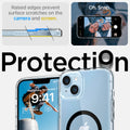 ACS05049 - iPhone 14 Case Ultra Hybrid (MagFit) in black showing raised edges prevent surface scratches on the camera and screen. protection