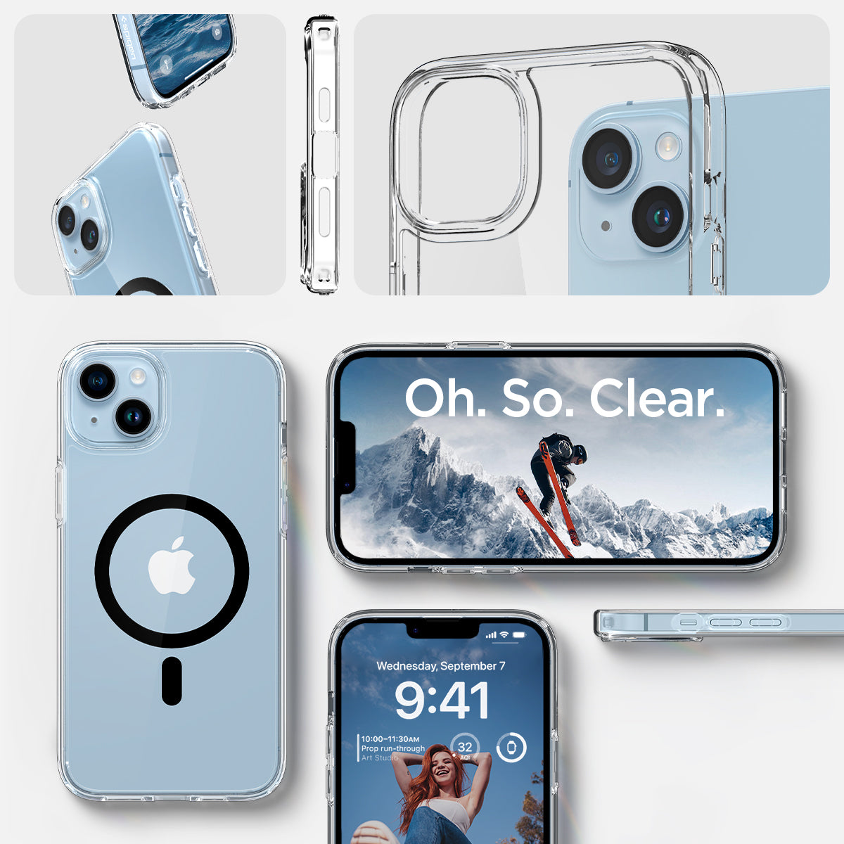 ACS05049 - iPhone 14 Case Ultra Hybrid (MagFit) in black showing oh. so. clear.