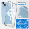 ACS05048 - iPhone 14 Case Ultra Hybrid (MagFit) in white showing blue resin. Long lasting clarity.