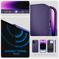 ACS05584 - iPhone 14 Pro Max Case Mag Armor (MagFit) in deep purple showing sound tunnel tech