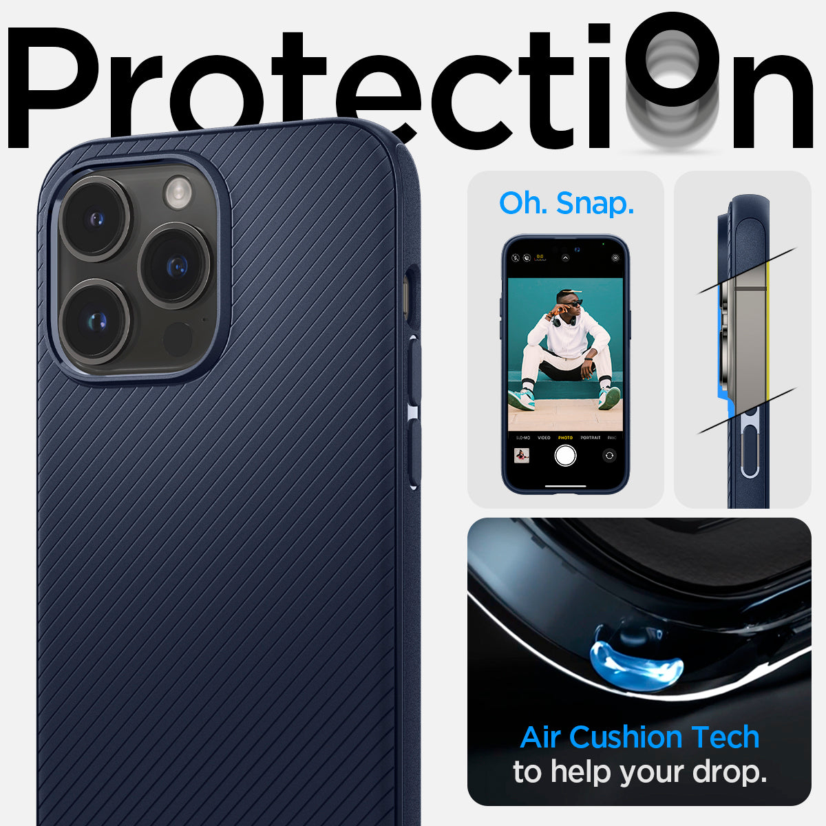 ACS04845 - iPhone 14 Pro Max Case Mag Armor (MagFit) showing protection. Oh snap. Air cushion tech to fight against drops.