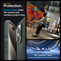 ACS06706 - iPhone 15 Pro Case Liquid Air in abyss green all-around protection. Raised edges keep the screen  and camera scratch-free. Air Cushion Tech. Absorbs and mitigates all impacts in each corner