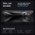 ACS06704 - iPhone 15 Pro Case Liquid Air in matte black showing the slim, yet durable. Just the right amount of added depth for optimal slimness. Spigen's thinnest case with all the right components for protection. 26x drop amount, 48