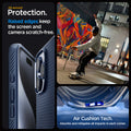 ACS06563 - iPhone 15 Pro Max Case Liquid Air in navy blue all-around protection. Raised edges keep the screen  and camera scratch-free. Air Cushion Tech. Absorbs and mitigates all impacts in each corner