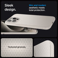 ACS07217 - iPhone 15 Pro Case Liquid Air in Natural Titanium sleek design. Slim and modern aesthetic meets total protection with textured grooves