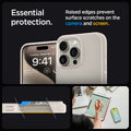 ACS07214 - iPhone 15 Pro Ultra Hybrid Case in Natural Titanium showing the essential protection. Raised edges prevent surface scratches n the camera and screen