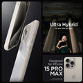ACS07209 - iPhone 15 Pro Max Ultra Hybrid Case in Natural Titanium showing the compatibility only with iPhone 15 Pro Max. Not compatible with iPhone 15, 15 Plus or 15 Pro