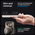 ACS07209 - iPhone 15 Pro Max Ultra Hybrid Case in Natural Titanium showing the  slim and minimal. Minimal and lightweight for sleek looks and a comfortable grip. 0.31
