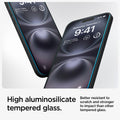 AGL06903 - iPhone 16 GLAS.tR EZ Fit Sensor Protected showing the high aluminosilicate tempered glass. Better resistant to scratch and stronger to impact than other tempered glass