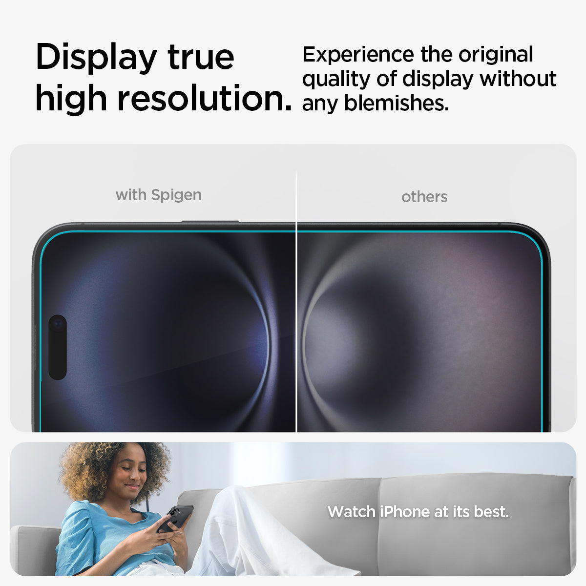 AGL06903 - iPhone 16 GLAS.tR EZ Fit Sensor Protected showing the original quality of display without any blemishes. Display true high resolution