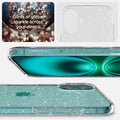 ACS08192 - iPhone 16 Case Liquid Crystal Glitter in Crystal Quartz glints of glitter sparkle across your device.