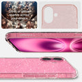 ACS08193 - iPhone 16 Case Liquid Crystal Glitter in Rose Quartz glints of glitter sparkle across your device.