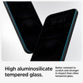 AGL06885 - iPhone 16 Plus GLAS.tR EZ Fit Privacy showing the high aluminosilicate tempered glass. Better resistant to scratch and stronger to impact than other tempered glass